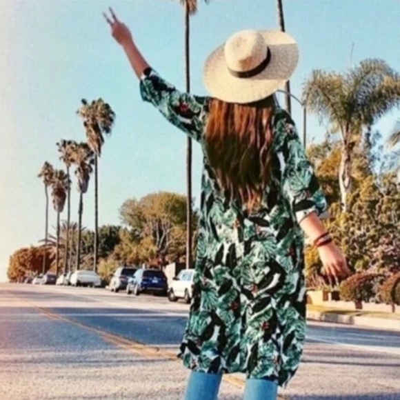 RACHEL ZOE PALM PRINT DUSTER COVER UP SZ OS - Picture 5 of 14